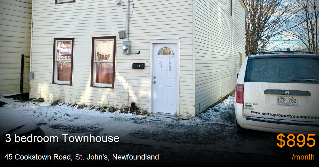 45 Cookstown Road, St. John's Townhouse for Rent