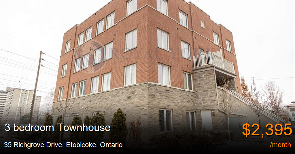 35 Richgrove Drive, Etobicoke Townhouse for Rent