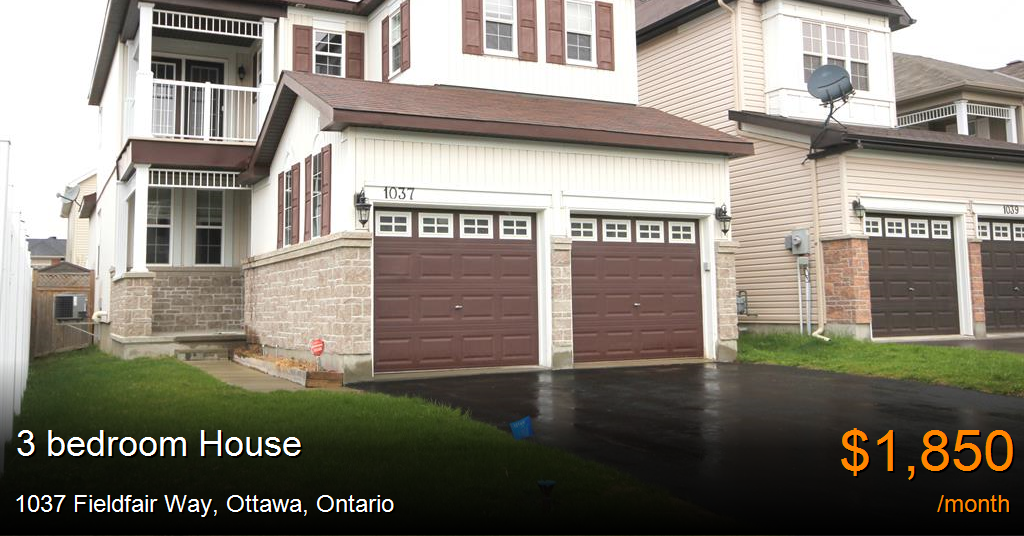 1037 fieldfair way, ottawa House for Rent