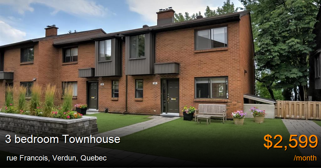 rue Francois, Verdun Townhouse for Rent