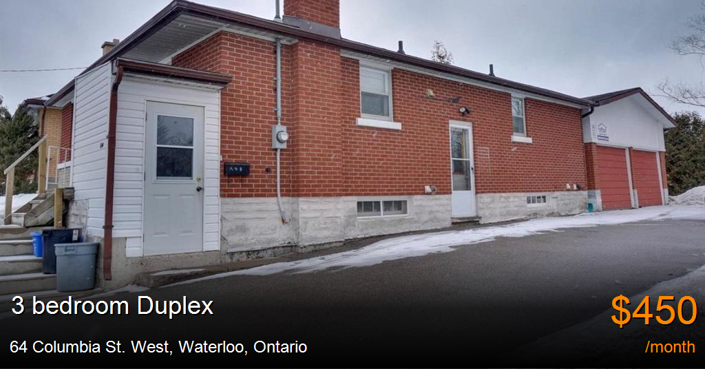64 columbia st. west, waterloo Duplex for Rent