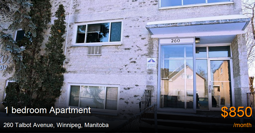 260 talbot avenue, winnipeg Apartment for Rent