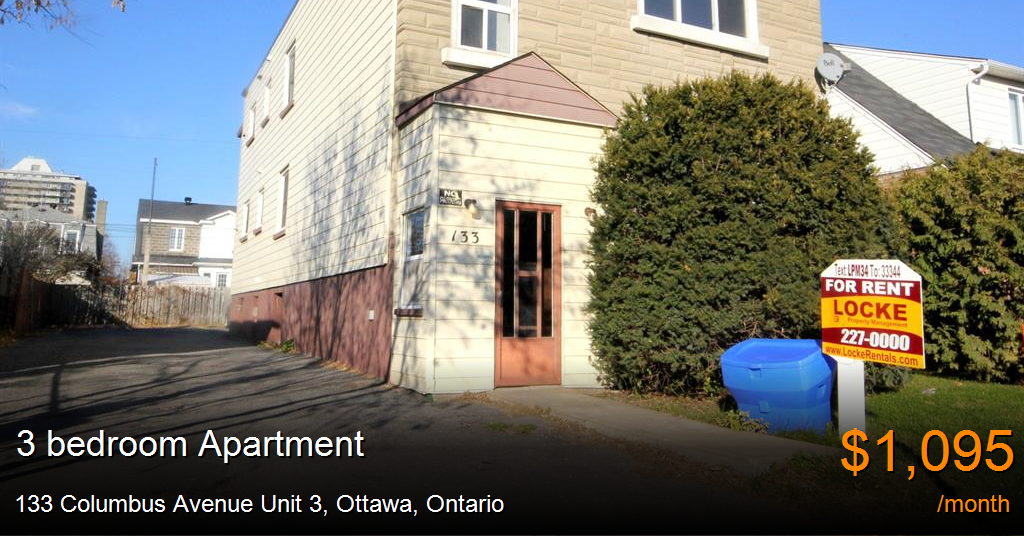 133 columbus avenue unit 3, ottawa Apartment for Rent