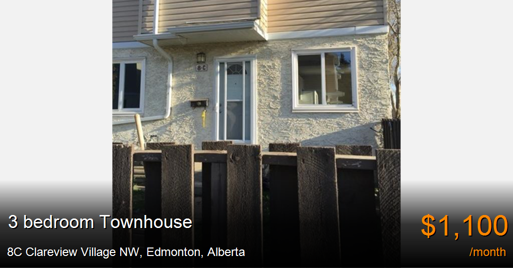 8c clareview village nw, edmonton Townhouse for Rent