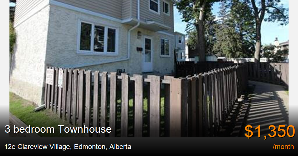 12e clareview village, edmonton Townhouse for Rent