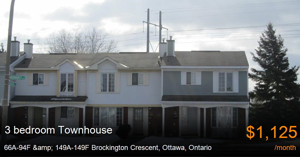 66a94f & 149a149f brockington crescent, ottawa Townhouse for Rent