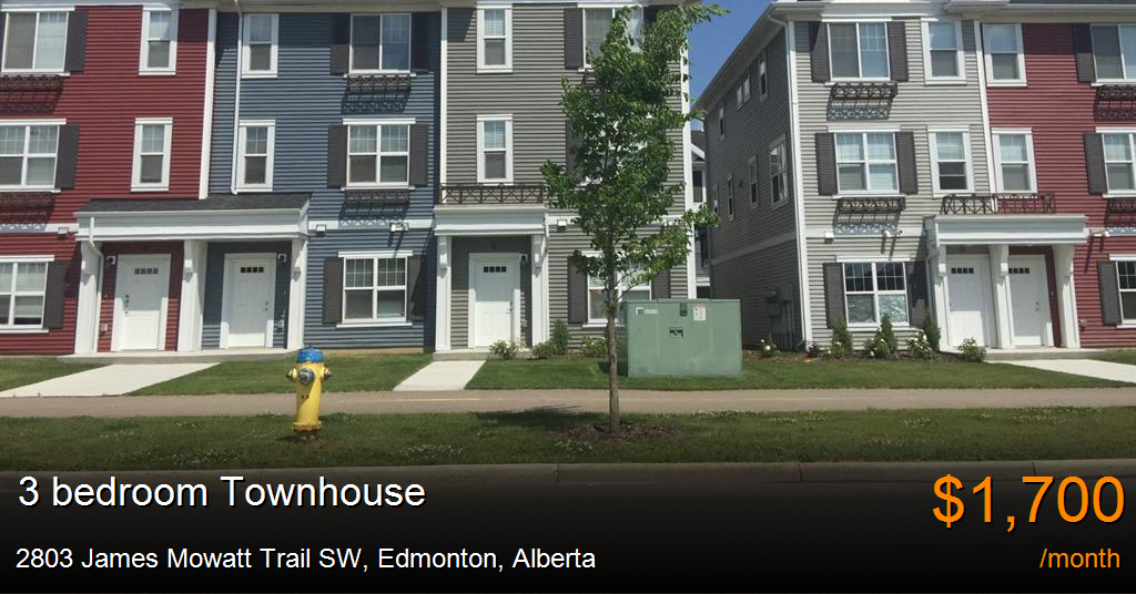 2803 james mowatt trail sw, edmonton Townhouse for Rent