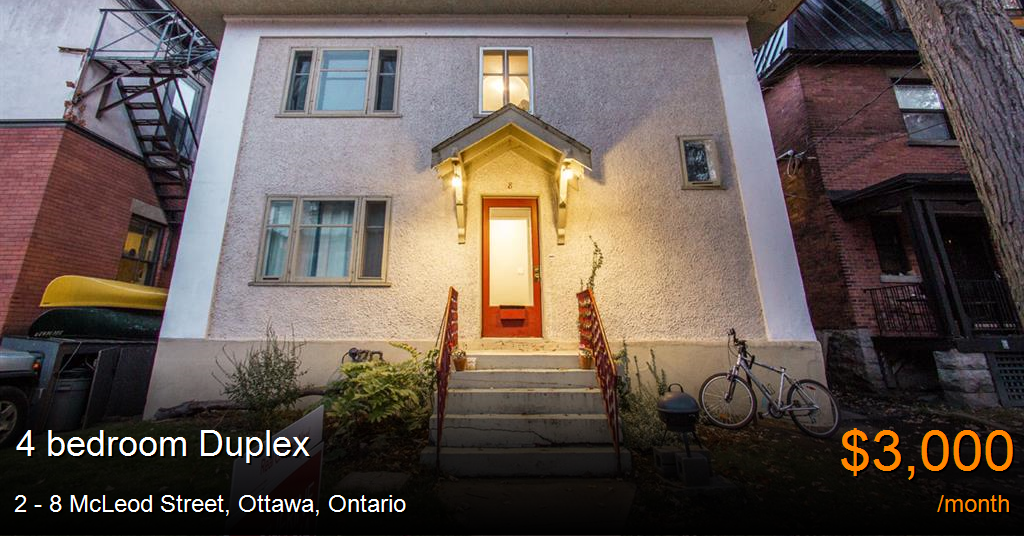2 8 mcleod street, ottawa Duplex for Rent