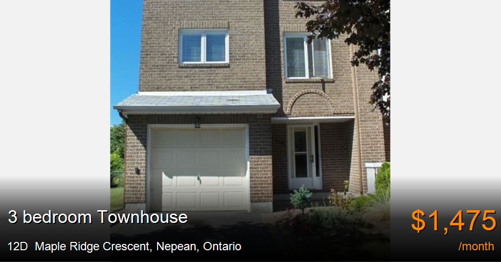 12d maple ridge crescent, nepean Townhouse for Rent