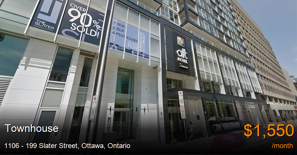 1106 199 slater street, ottawa Townhouse for Rent