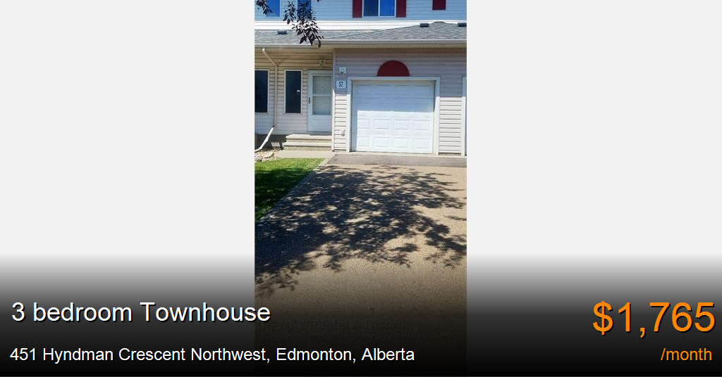 451 hyndman crescent, edmonton Townhouse for Rent