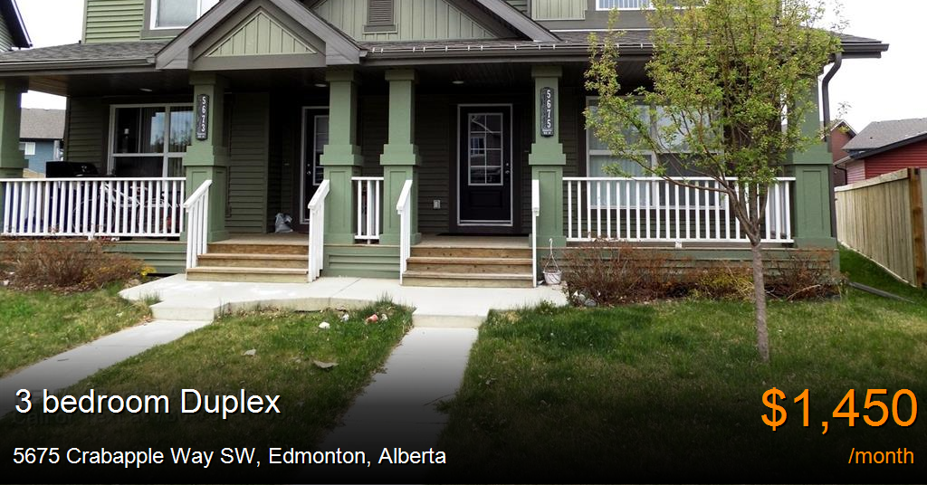 5675 Crabapple Way SW, Edmonton Duplex for Rent