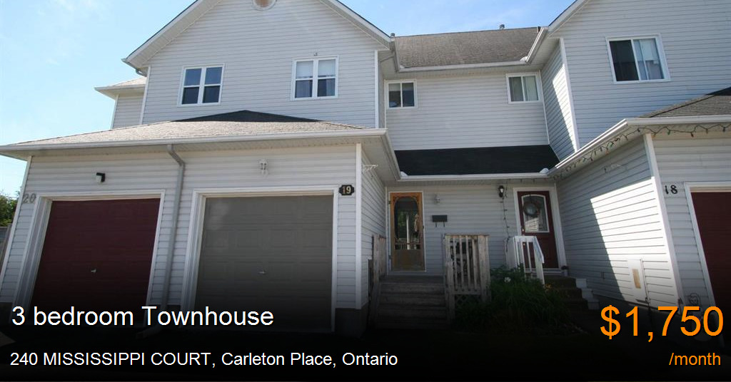 240 mississippi court, carleton place Townhouse for Rent