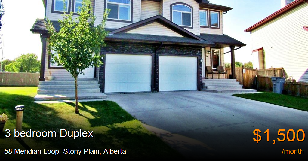 58 meridian loop, stony plain Duplex for Rent
