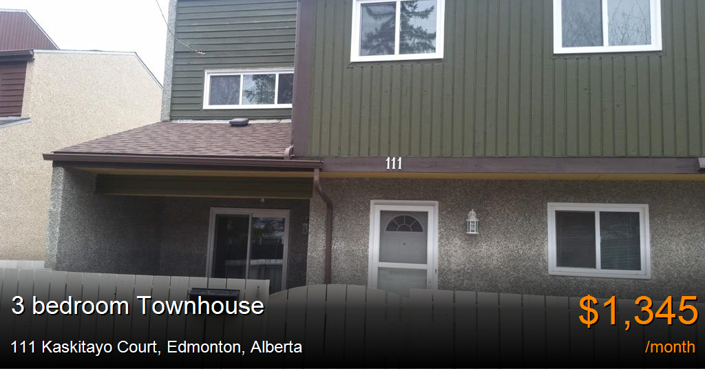 111 kaskitayo court, edmonton Townhouse for Rent