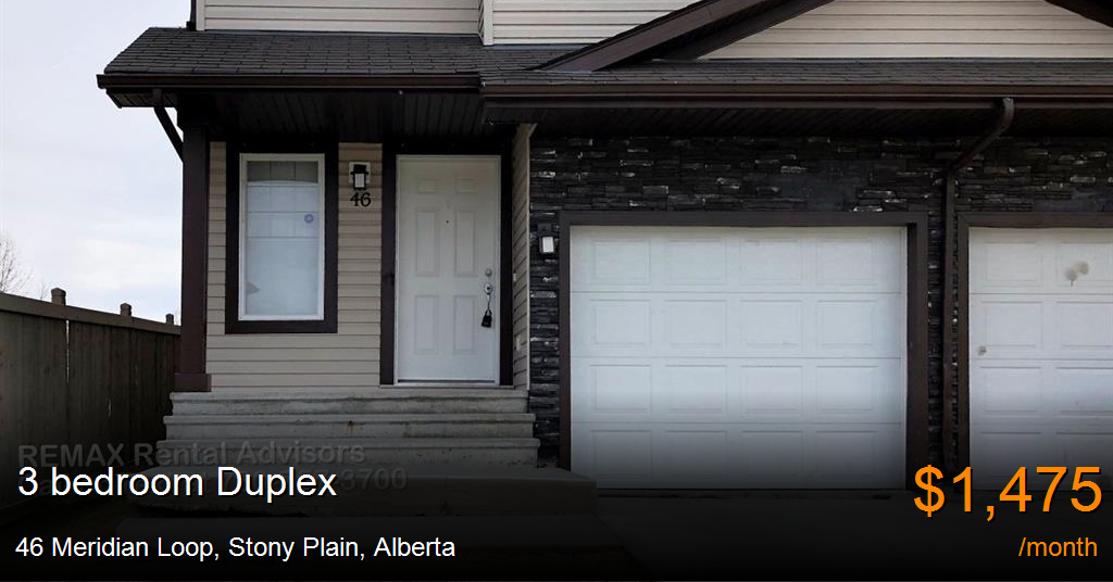 46 meridian loop, stony plain Duplex for Rent
