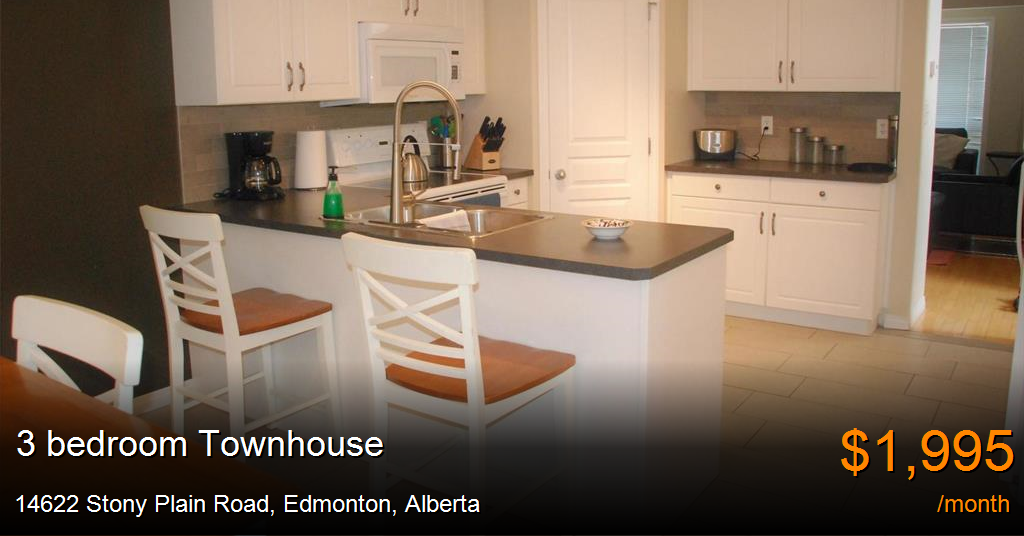 14622 stony plain road, edmonton Townhouse for Rent