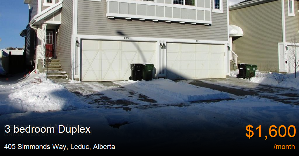 405 simmonds way, leduc Duplex for Rent