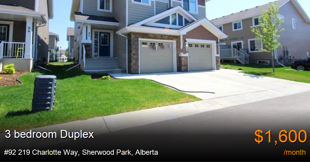 92 219 charlotte way, sherwood park Duplex for Rent