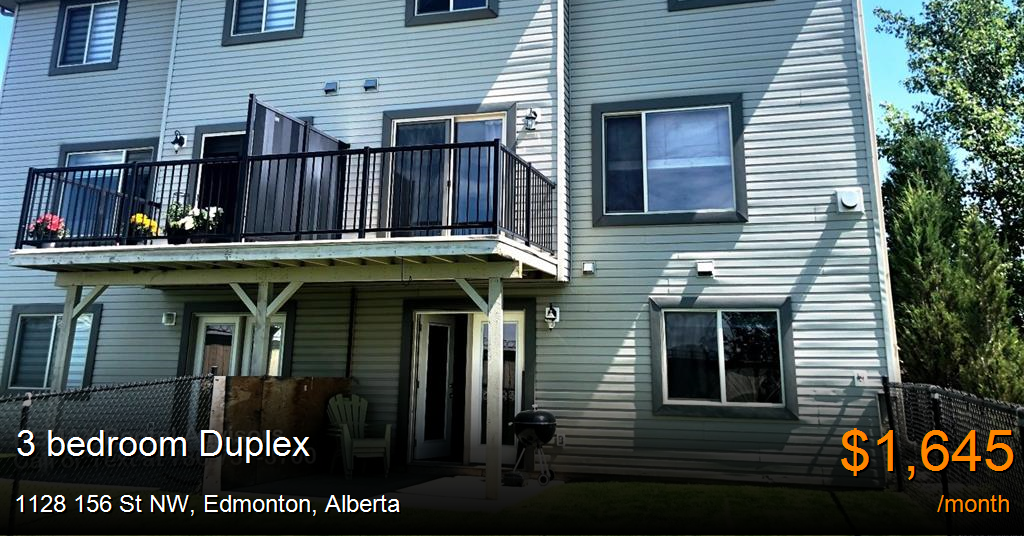 1128 156 st nw, edmonton Duplex for Rent