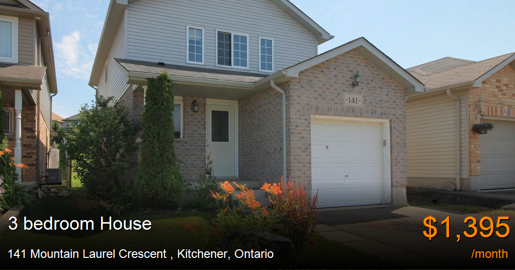 141 mountain laurel crescent, kitchener House for Rent