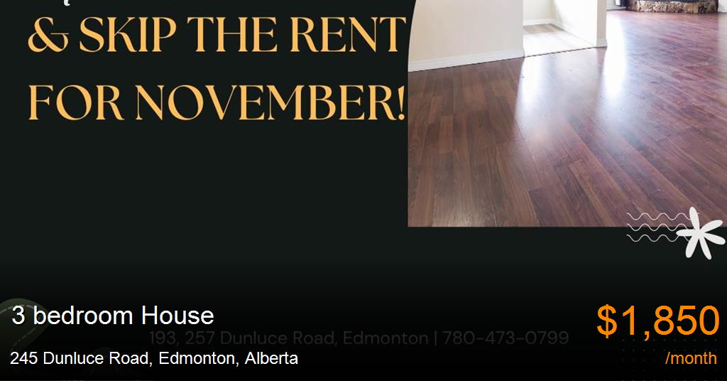 245 dunluce road, edmonton Townhouse for Rent
