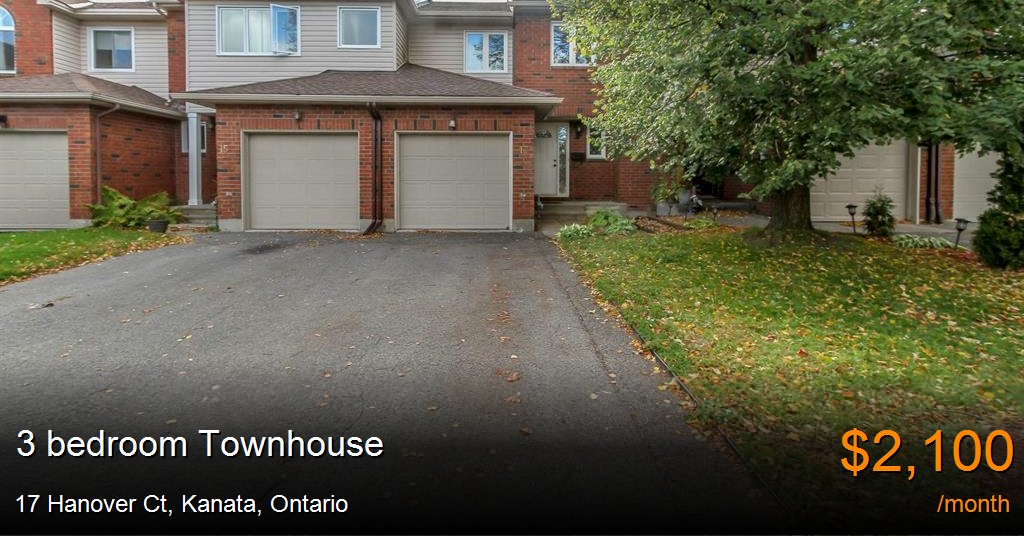 17 hanover ct, kanata Townhouse for Rent