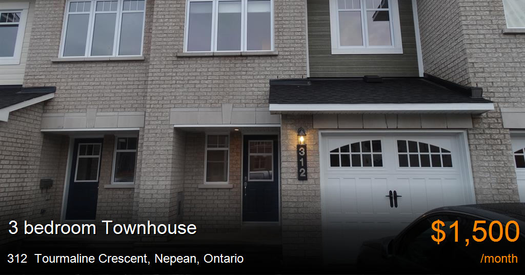 312 tourmaline crescent, nepean Townhouse for Rent