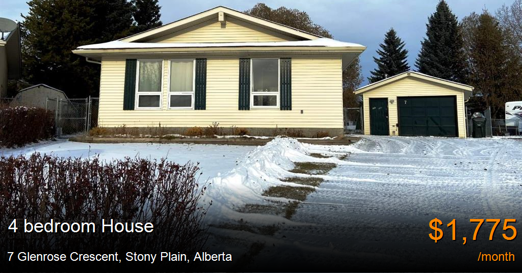7 glenrose crescent, stony plain House for Rent