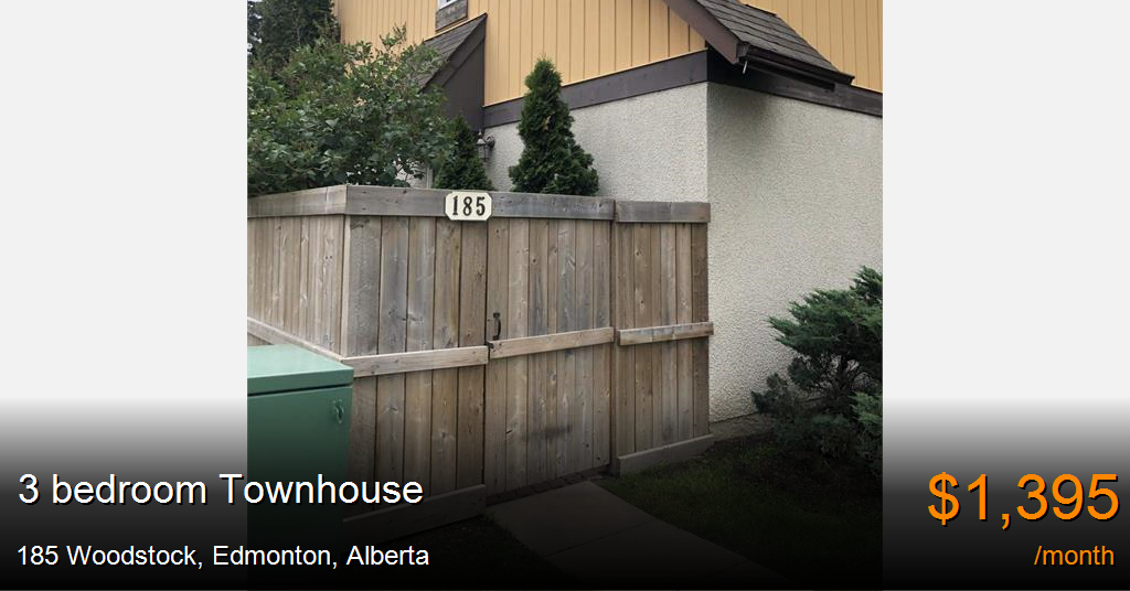 185 woodstock, edmonton Townhouse for Rent