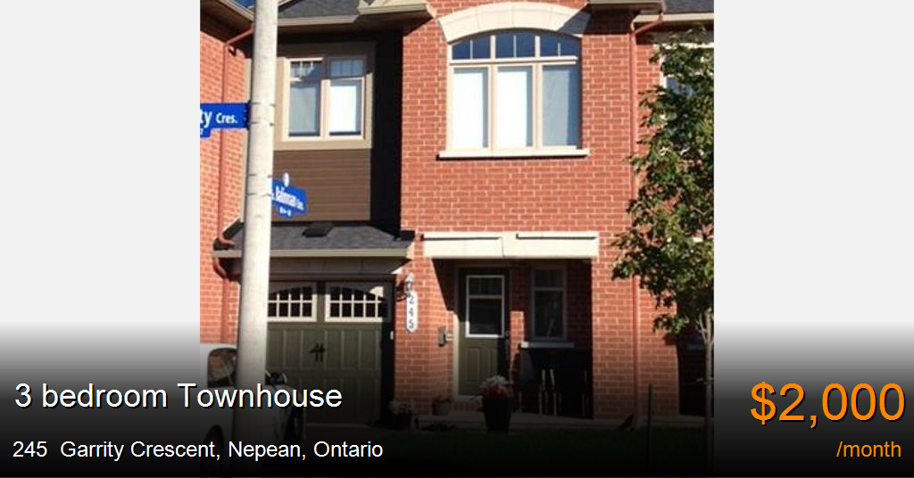 245 garrity crescent, nepean Townhouse for Rent