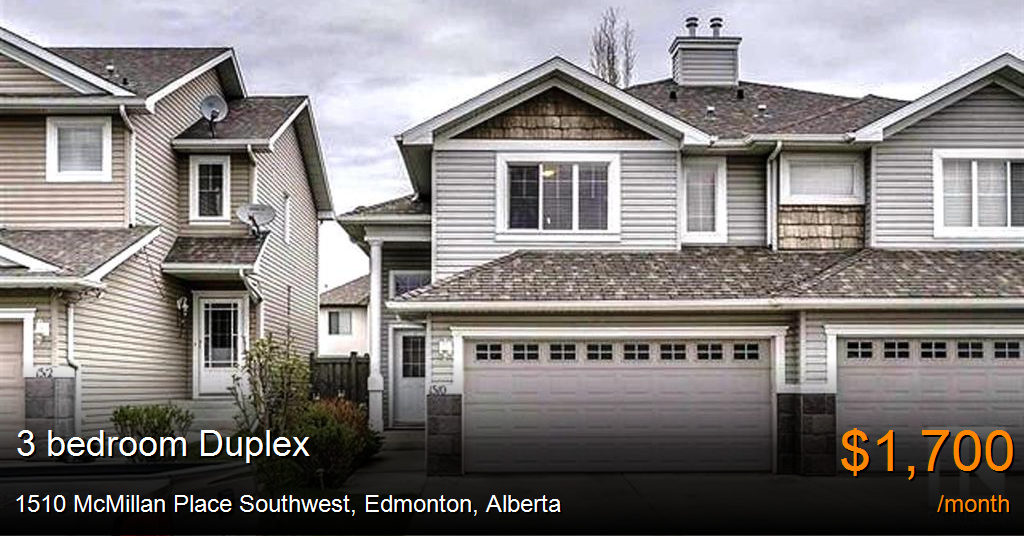 1510 mcmillan place southwest, edmonton Duplex for Rent