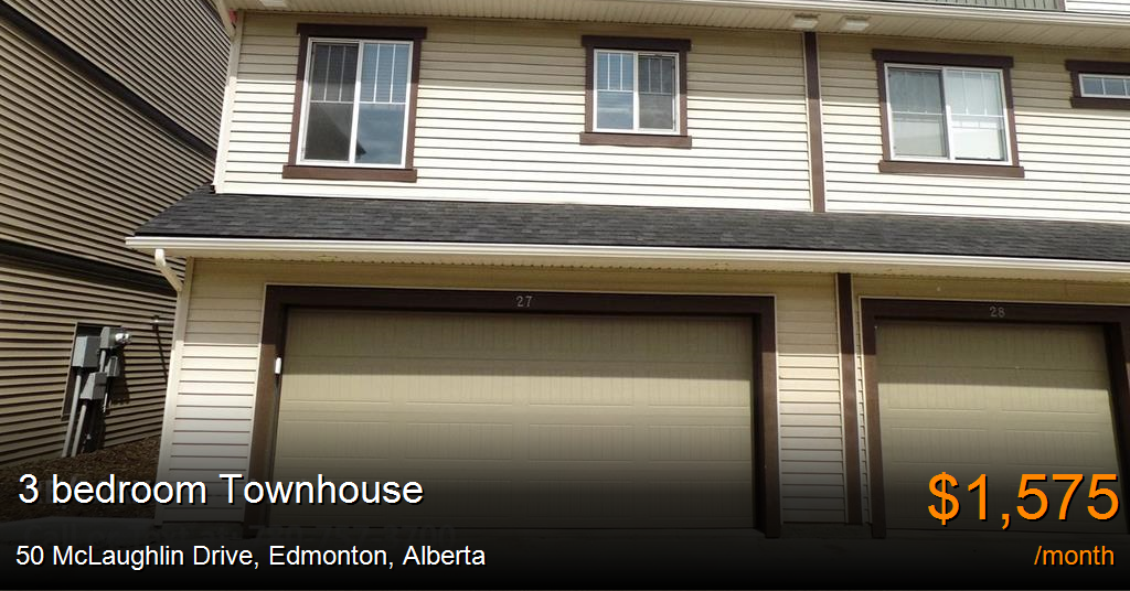 50 mclaughlin drive, edmonton Townhouse for Rent