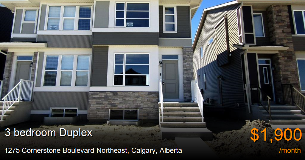 1275 cornerstone boulevard northeast, calgary Duplex for Rent