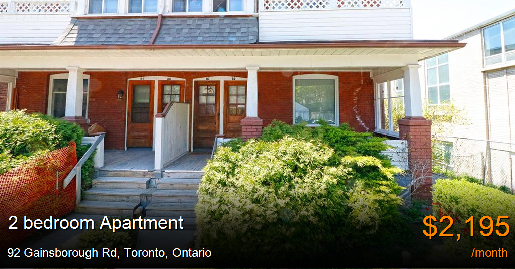 92 gainsborough rd, toronto Apartment for Rent