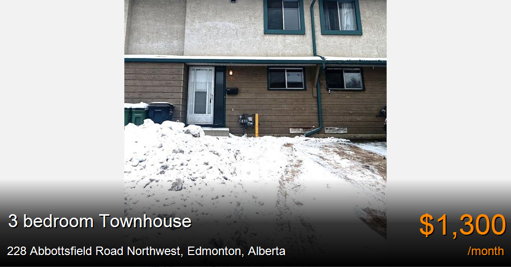 228 abbottsfield road northwest, edmonton Townhouse for Rent