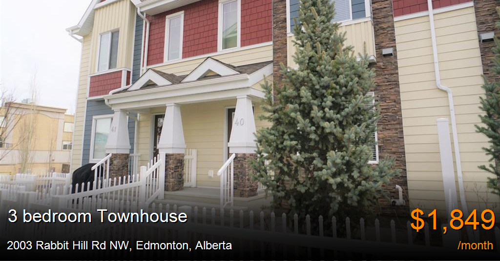 2003 rabbit hill rd nw, edmonton Townhouse for Rent