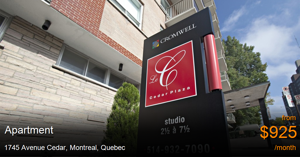 1745 avenue cedar, montreal Apartment for Rent