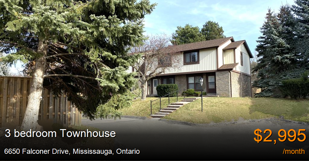 6650 falconer drive, mississauga Townhouse for Rent