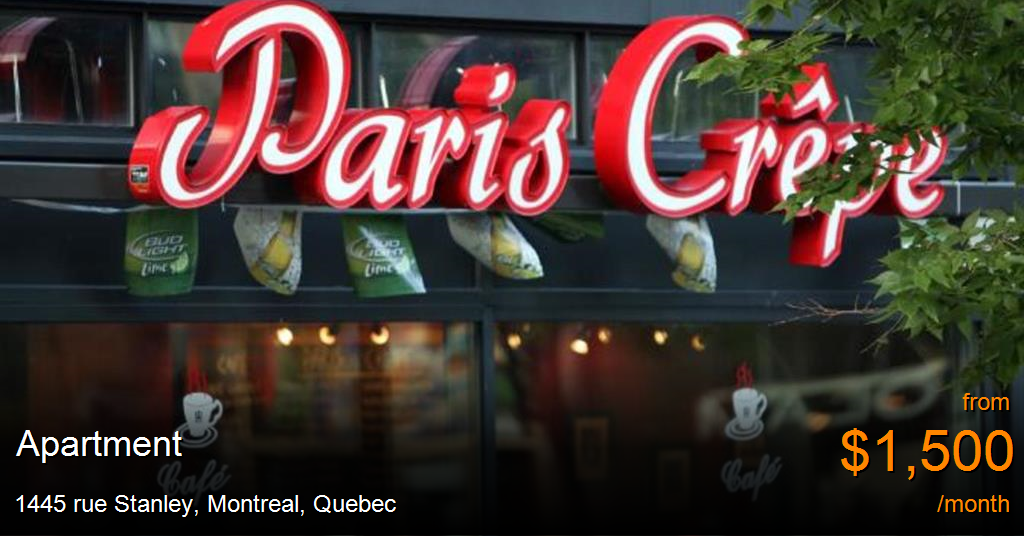 1445 rue stanley, montreal Apartment for Rent