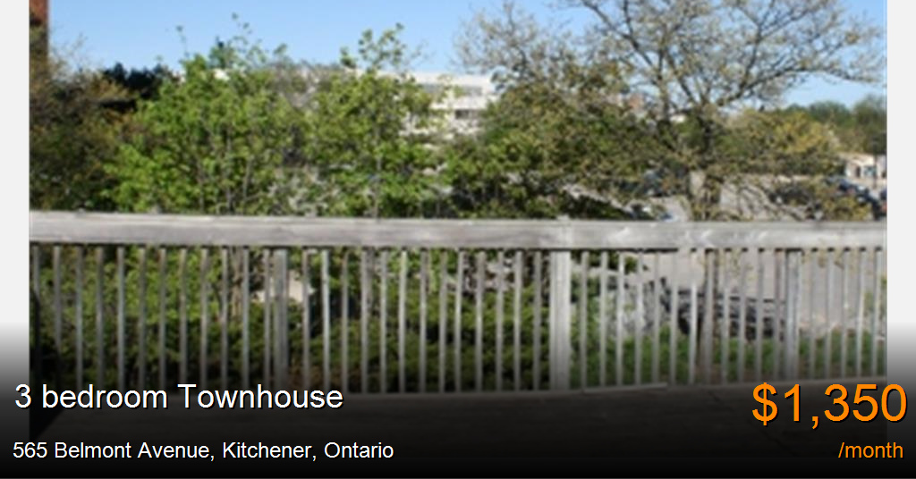 565 belmont avenue, kitchener Townhouse for Rent