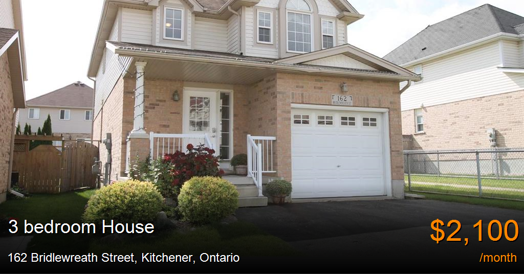 162 bridlewreath street, kitchener House for Rent