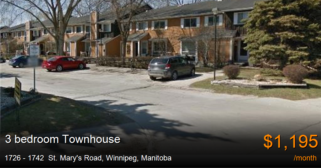 1726 1742 st. mary's road, winnipeg Townhouse for Rent