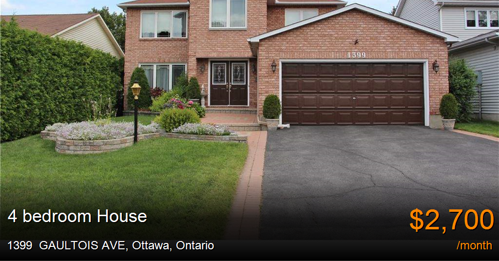 1399 gaultois ave, ottawa House for Rent
