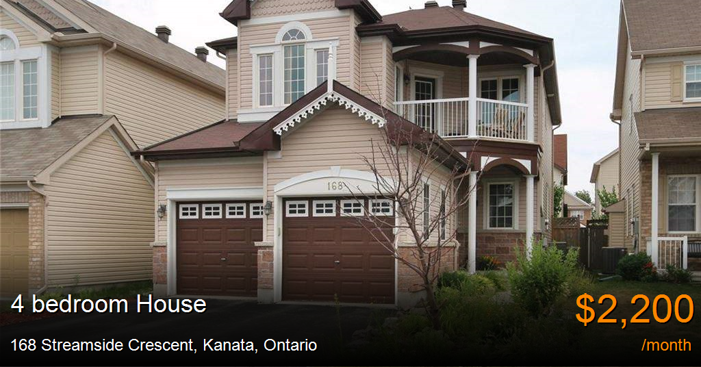168 streamside crescent, kanata House for Rent