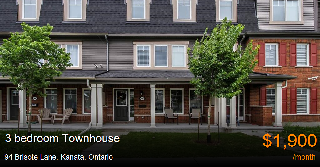 94 brisote lane, kanata Townhouse for Rent