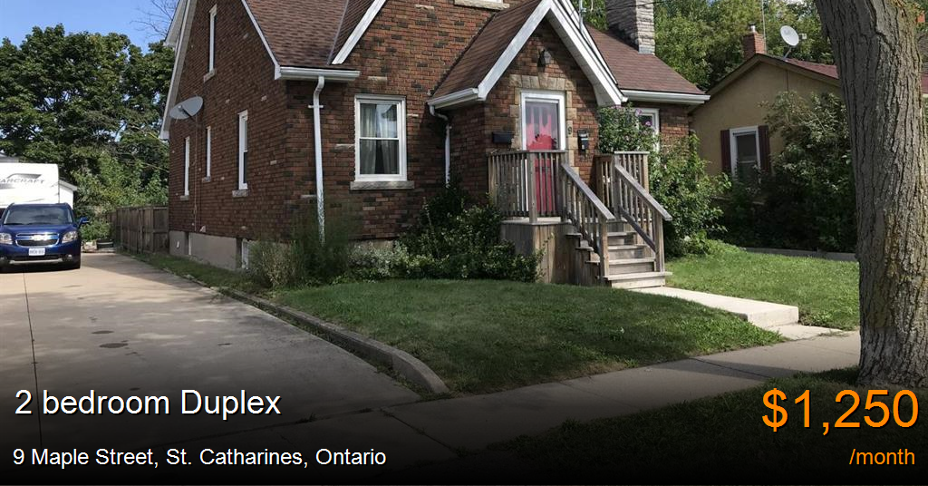 9 maple street, st. catharines Duplex for Rent