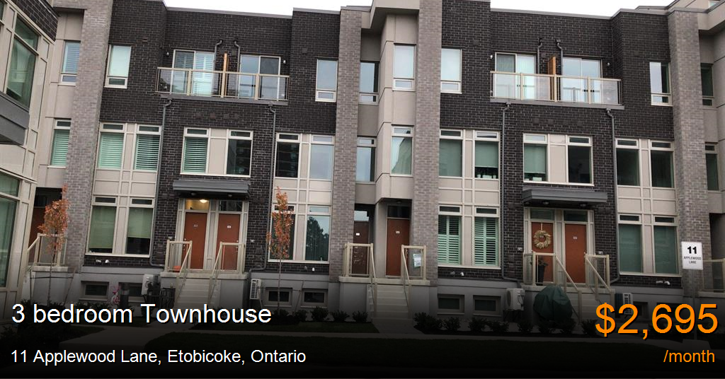 11 applewood lane, etobicoke Townhouse for Rent