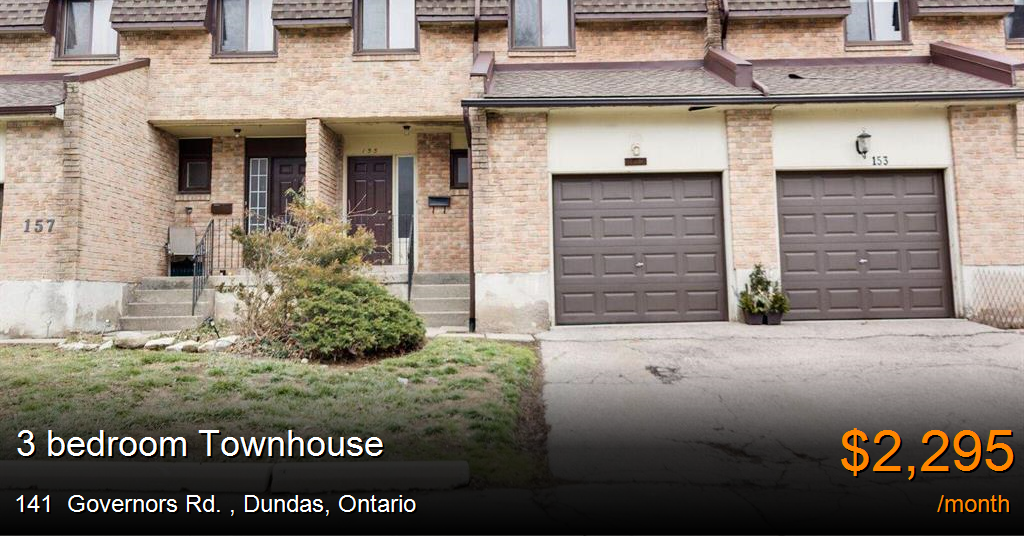 141 governors rd., dundas Townhouse for Rent