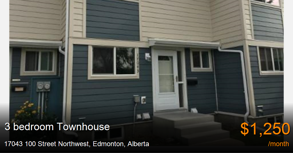 17043 100 street northwest, edmonton Townhouse for Rent